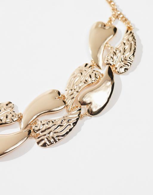 ASOS DESIGN choker necklace with molten heart design in gold tone, 2 of 4