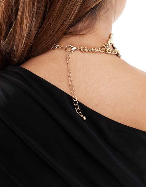 ASOS DESIGN choker necklace with molten heart design in gold tone, 4 of 4