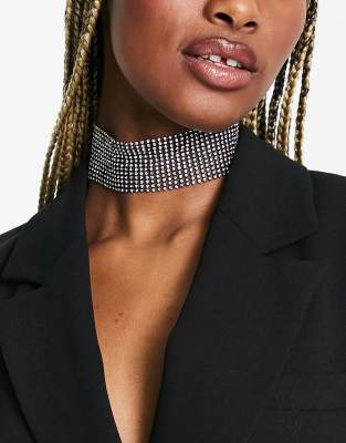 Black wide choker deals necklace