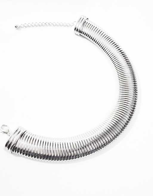 Wide silver clearance collar necklace