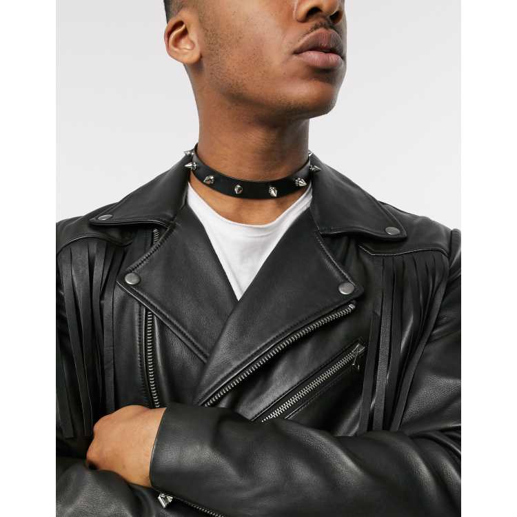 ASOS DESIGN choker with silver spike studs in black ASOS - Main Image