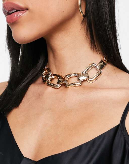 ASOS DESIGN - Chokerketting met grote schakels in goudkleur