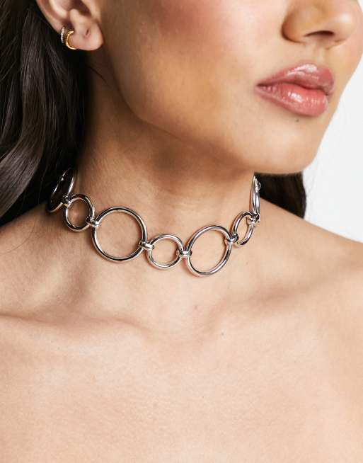 ASOS DESIGN - Chokerketting met ontwerp met meerdere ringen in zilverkleur, 4 van 4