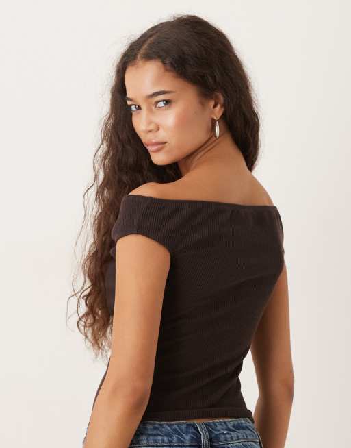 ASOS DESIGN – Chokladbrun, ärmlös, ribbad topp med kantdetalj, 4 av 4