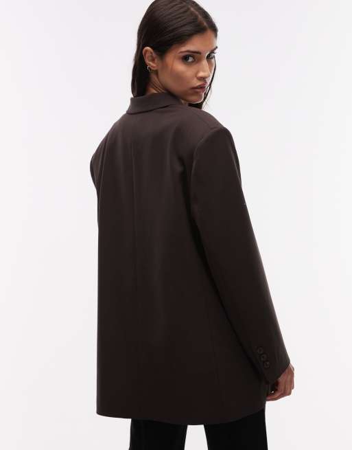 ASOS DESIGN – Chokladbrun, enkelknäppt kavaj i oversize, 3 av 4