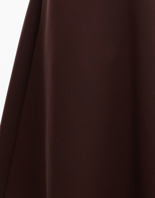 ASOS DESIGN – Chokladbrun, figursydd maxikjol i rundskuren design, 5 av 5