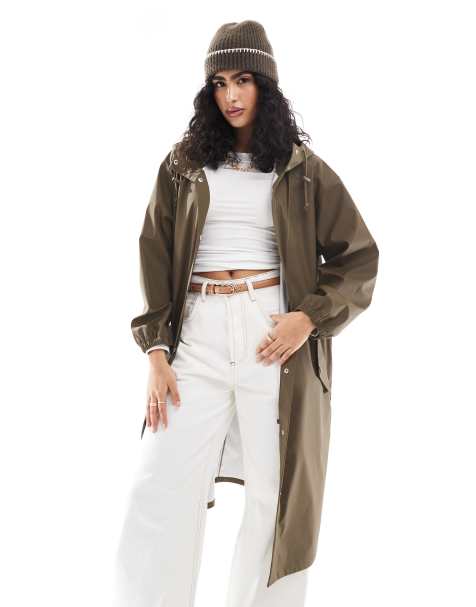 ASOS DESIGN – Chokladbrun, gummerad regnparkas - view 1