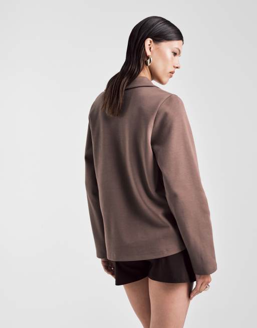ASOS DESIGN – Chokladbrun, kraftig rugbytröja med invikt detalj, 3 av 4