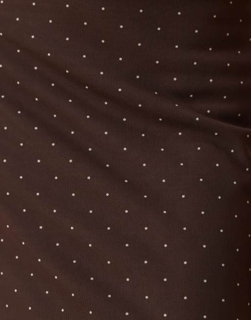 ASOS DESIGN – Chokladbrun, prickig maxikjol i mesh, del av set, 5 av 5