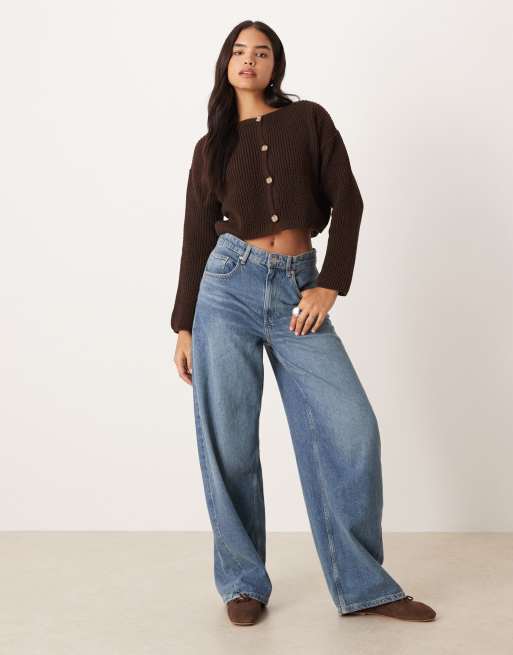 ASOS DESIGN – Chokladbrun, ribbad kofta med rund halsringning, 2 av 4