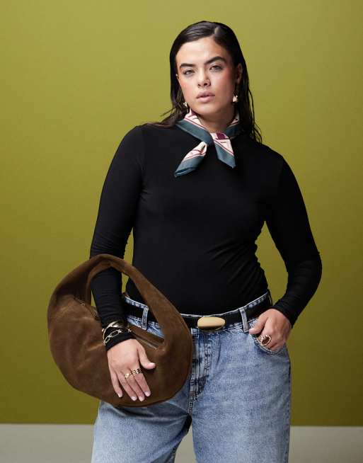 ASOS DESIGN – Chokladbrun, slouchy och rundad toteväska i mocka, 2 av 4