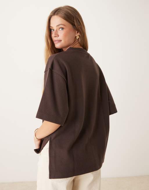 ASOS DESIGN – Chokladbrun, supermjuk t-shirt med boxig passform, 3 av 4