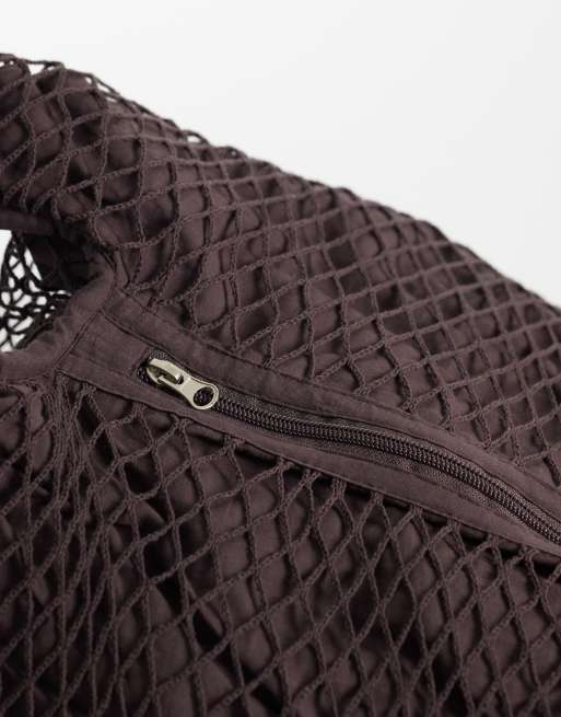 ASOS DESIGN – Chokladbrun toteväska med nätdesign, 4 av 4