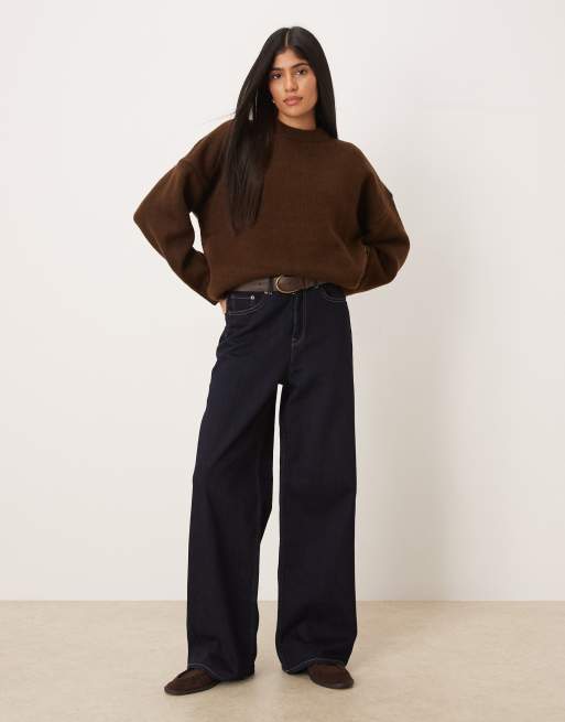 ASOS DESIGN – Chokladbrun tröja i oversize med rund halsringning och rundad nederkant, 4 av 4