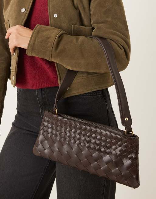 ASOS DESIGN – Chokladbrun, vävd läderaxelväska, 4 av 4