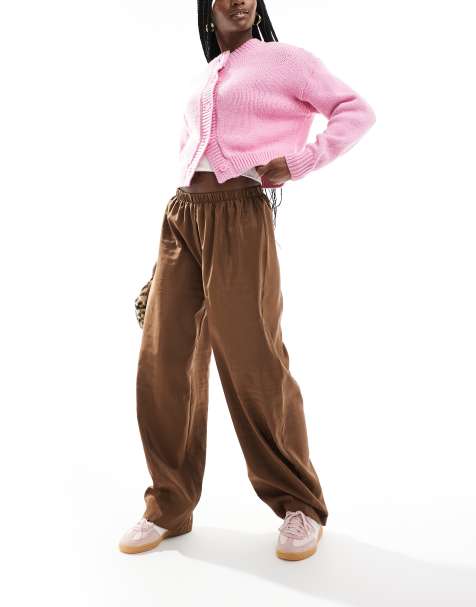 ASOS DESIGN – Chokladbruna ballongbyxor i dra på-stil - view 1