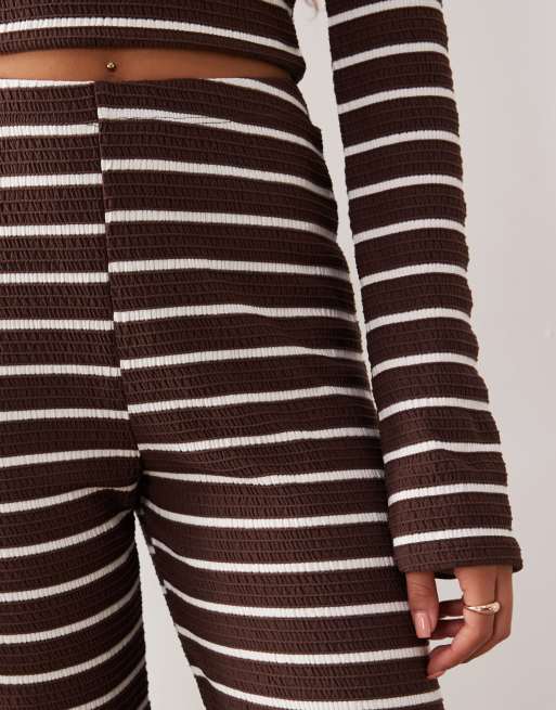 ASOS DESIGN – Chokladbruna, randiga, ribbade byxor med vida ben, del av set, 3 av 5
