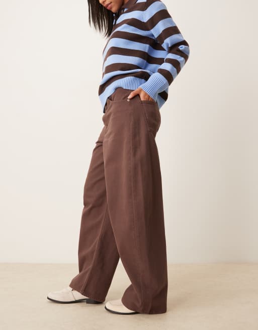 ASOS DESIGN – Chokladbruna, tvättade jeans med hög midja och barrelben, 2 av 5
