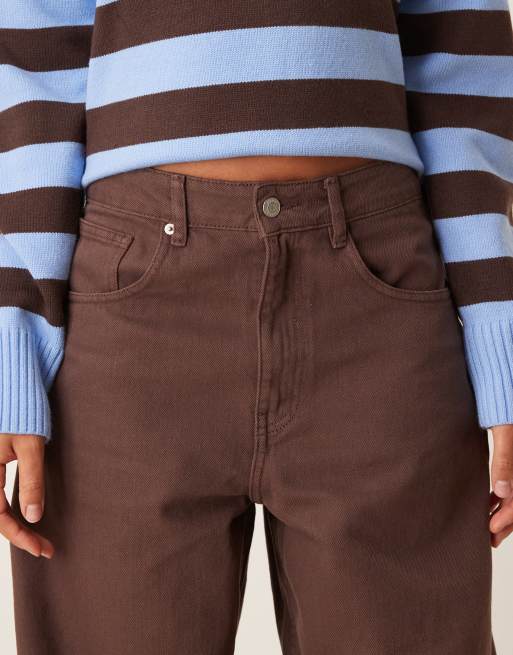 ASOS DESIGN – Chokladbruna, tvättade jeans med hög midja och barrelben, 4 av 5