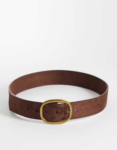 ASOS DESIGN – Chokladbrunt höft- och midjeskärp i mockaimitation - view 1