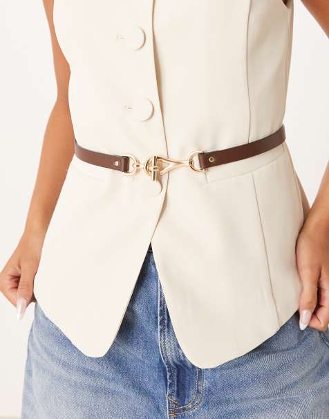 ASOS DESIGN – Chokladbrunt midje- och höftskärp med metallhake - view 1