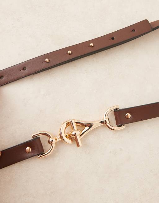 ASOS DESIGN – Chokladbrunt midje- och höftskärp med metallhake, 2 av 3