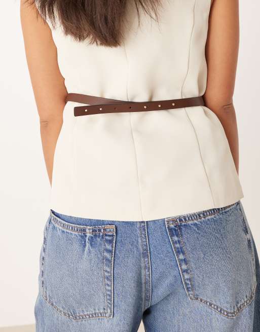 ASOS DESIGN – Chokladbrunt midje- och höftskärp med metallhake, 3 av 3