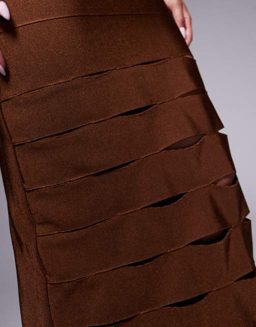 ASOS DESIGN - Chokoladebrun bandeau-midikjole med udskæringer i bandage-stil, 4 af 4
