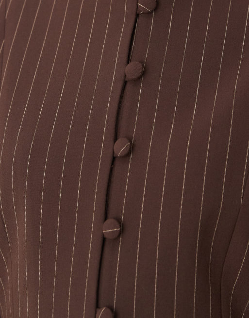 ASOS DESIGN - Chokoladebrun blazer med høj hals i slim fit, 4 af 4