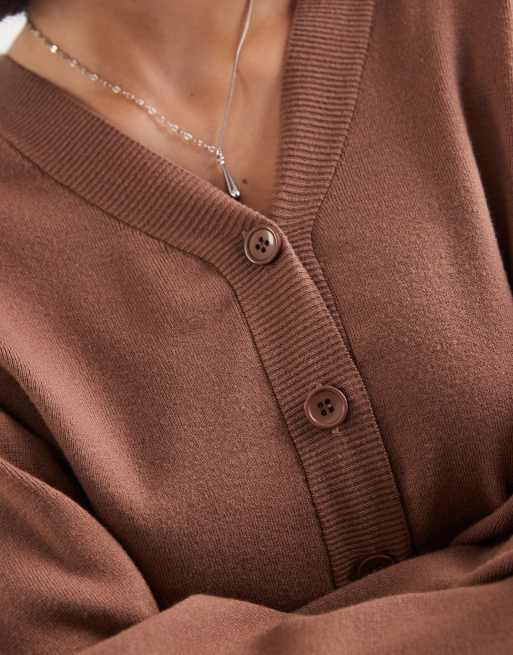 ASOS DESIGN - Chokoladebrun boyfriend-cardigan, 4 af 4