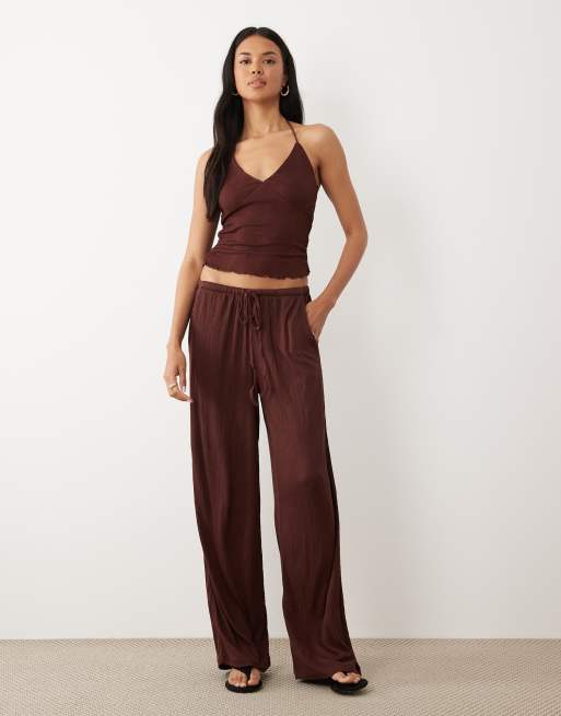 ASOS DESIGN - Chokoladebrun cami-top i krølstof - Del af sæt, 2 af 4