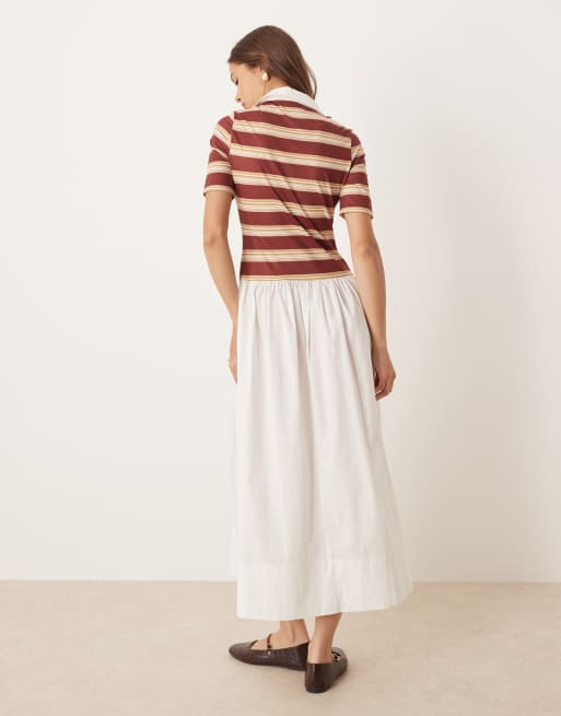 ASOS DESIGN - Chokoladebrun hybrid-midikjole med striber i rugby-stil, 2 af 4
