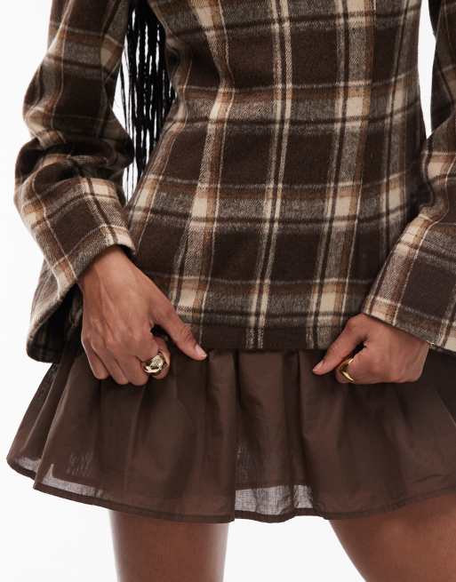 ASOS DESIGN - Chokoladebrun hybrid-minikjole med sænket talje og tern, 2 af 4