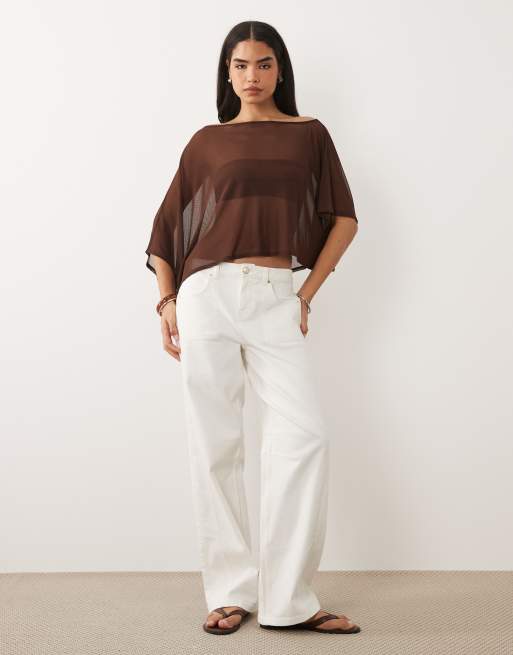 ASOS DESIGN - Chokoladebrun kappetop i gennemsigtigt mesh, 2 af 4