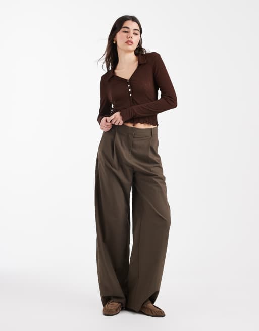 ASOS DESIGN - Chokoladebrun langærmet og semigennemsigtig skjorte, 3 af 4