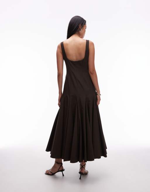 ASOS DESIGN - Chokoladebrun maxikjole med detaljerede sømpaneler, 3 af 4
