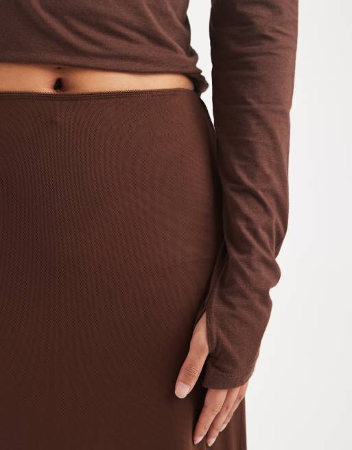ASOS DESIGN - Chokoladebrun midinederdel i mesh, 2 af 5