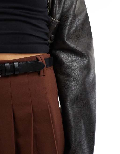 ASOS DESIGN - Chokoladebrun og skræddersyet mininederdel med læg og bælte, 4 af 5
