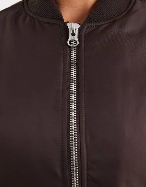 ASOS DESIGN - Chokoladebrun oversized bomber-jakke, 3 af 4