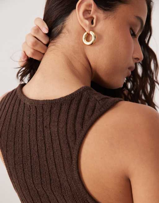ASOS DESIGN - Chokoladebrun ribstrikket racertop i bouclé, 4 af 4