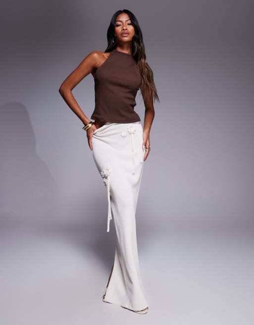 ASOS DESIGN - Chokoladebrun ribstrikket racertop