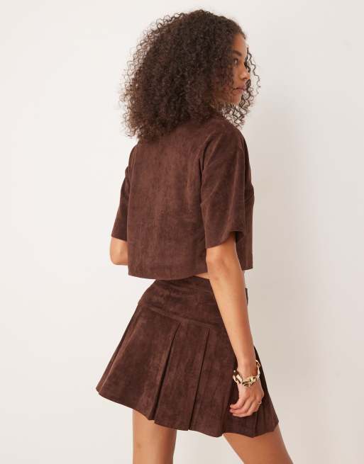 ASOS DESIGN - Chokoladebrun skjorte i imiteret ruskind i firkantet pasform - Del af sæt, 4 af 4