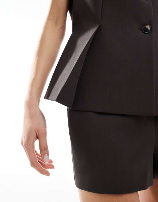 ASOS DESIGN - Chokoladebrun skræddersyet habitvest med peplum-kant, 3 af 4