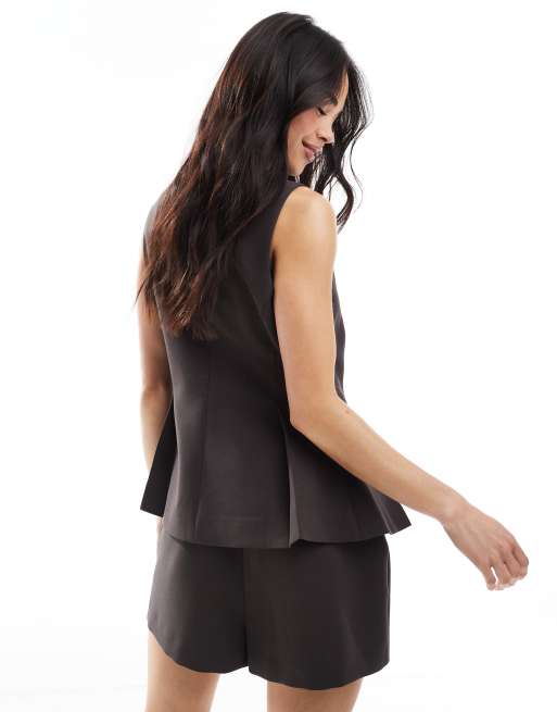 ASOS DESIGN - Chokoladebrun skræddersyet habitvest med peplum-kant, 4 af 4