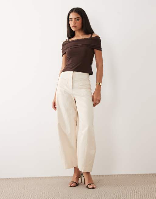 ASOS DESIGN - Chokoladebrun stram top med bandeausnit med blondekant og stropper, 3 af 4
