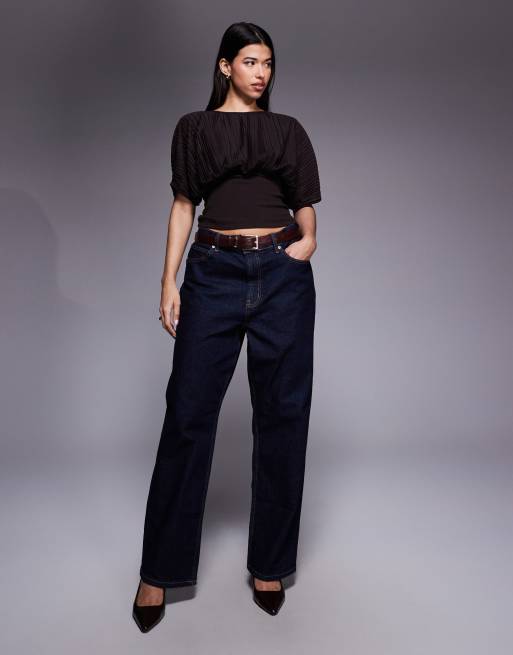 ASOS DESIGN - Chokoladebrun top med plisseringer og indsyning i taljen, 2 af 4
