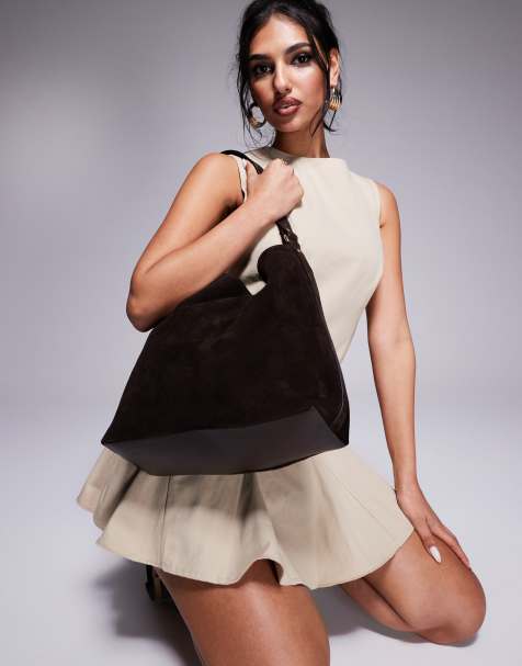 ASOS DESIGN - Chokoladebrun tote-taske i ruskind - view 1