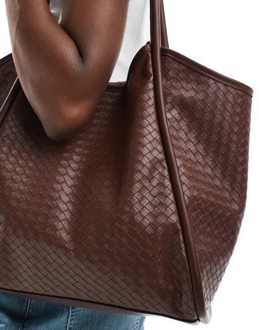 ASOS DESIGN - Chokoladebrun tote-taske med vævet design og rørformet hank, 2 af 4