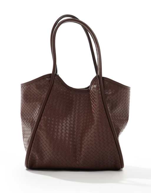ASOS DESIGN - Chokoladebrun tote-taske med vævet design og rørformet hank, 4 af 4