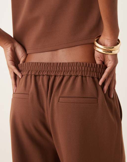 ASOS DESIGN - Chokoladebrune bukser i jerseytwill med vide ben - Del af sæt, 4 af 5